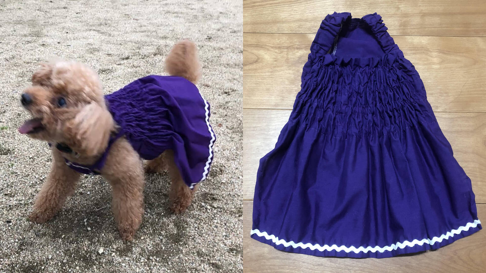 紫色リメイク犬服イメージ